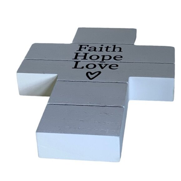 Cross Wall Decor Hanging or Freestanding Religious Home Decor Gift White Black - Picture 6 of 16